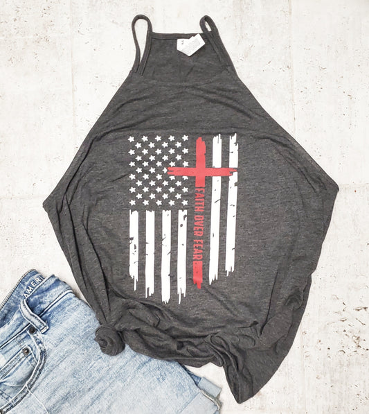 Faith Over Fear (American flag) tank top